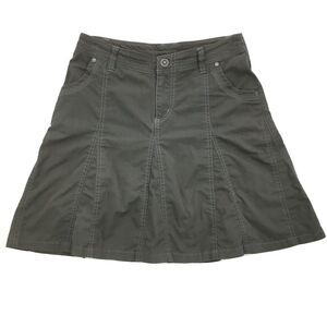 Kuhl Splash Hiking Cargo Skirt Size 2 Mossy Gray Snap Pockets UPF 50+ Quick Dry